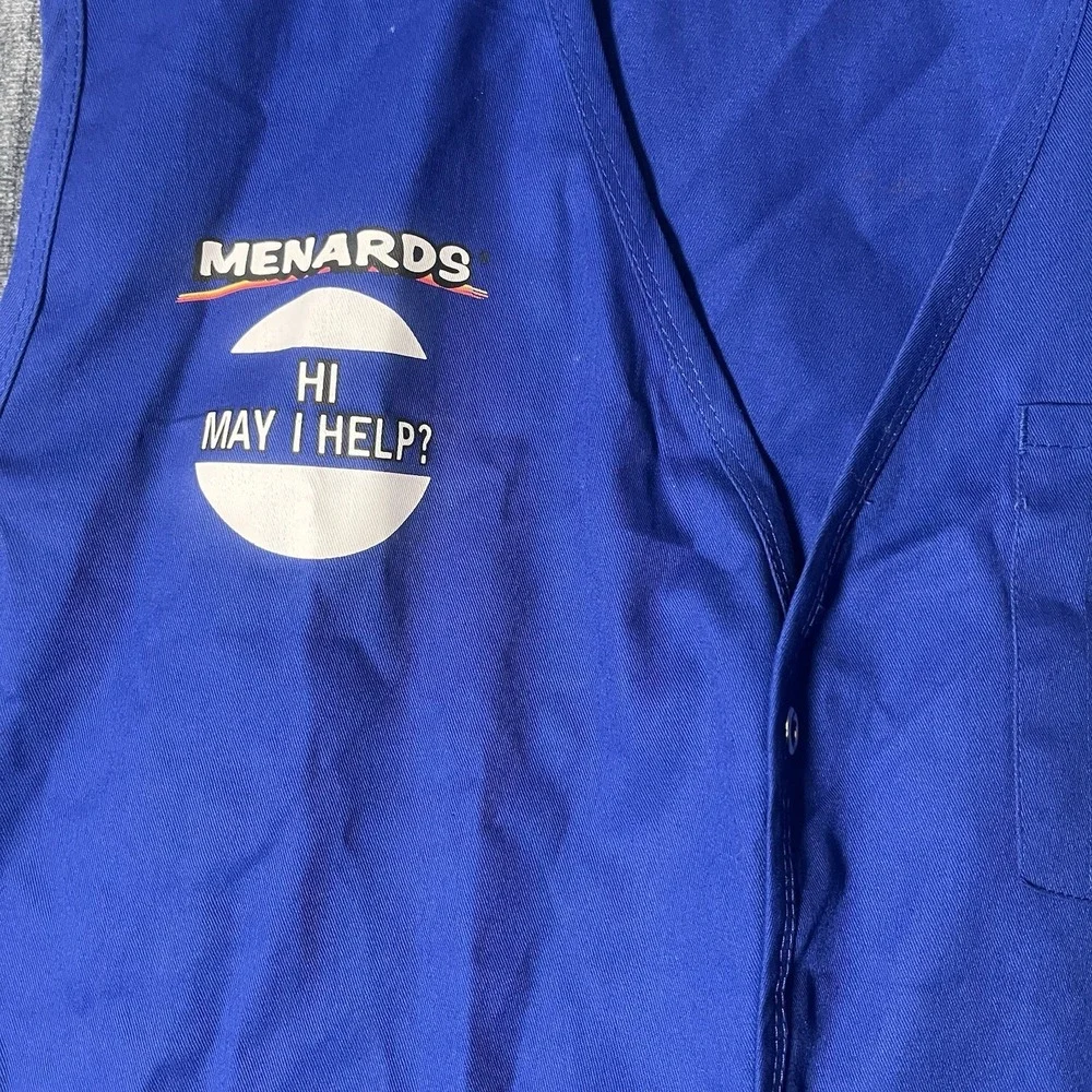 Menards Vest 2XL Blue Cotton Blend Collarless Snap With Pockets Employee Uniform